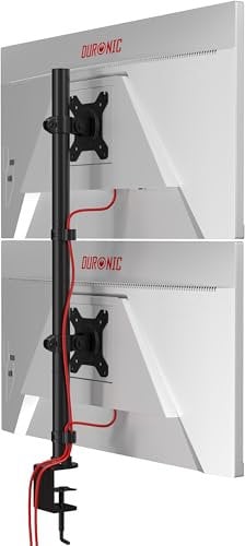 Duronic Monitor Stand Monitor Arms Desk Mount for Height Adjustable Vertical Monitor Mounts with VESA 75 100 Monitor Riser Home Office (Tall Vertical Dual Monitor Arm Desk Mount)