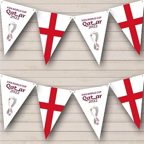 Fingerprint Designs England Flag World Cup Football Personalised Any Text Banner Bunting