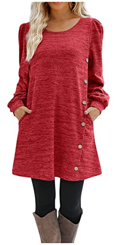 Black Friday Angebote 2024 Ab Wann Geschenke Für Frauen Kleid Damen, Kommunionkleid Langes Herbstkleid Strickröcke Lederrock Bodycon Kleid Polokleider Sport Kleid Kleid Blumen(1-Rot,M)