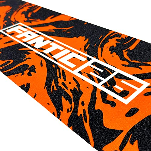Fantic26 Stunt-Scooter Griptape Ersatz I Park I Kinder I Trick I Tret I Roller I Anti Rutsch Sandpapier 58,5cm I Passend für Decks bis 58,5cm x 15,5cm (Swirl Schwarz/Orange)