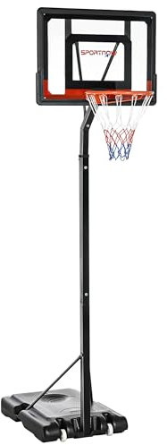 SPORTNOW Height Adjustable Basketball Hoop and Stand w/Plastic Backboard and Weighted Base, Portable on Wheels, 2.6-3.1m, Black