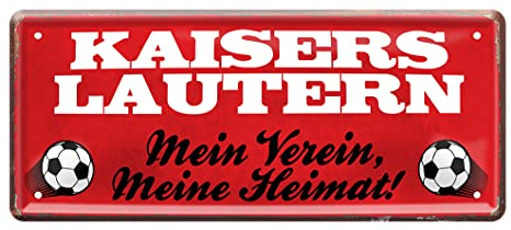 helges-shop Kaiserslautern Fan Blechschild - Retro Fußball Schild - Deko Fanartikel für Wohnzimmer Kinderzimmer Werkstatt - schöne Geschenkidee für große und kleine Lautrer Fussball Fans - 28x12cm