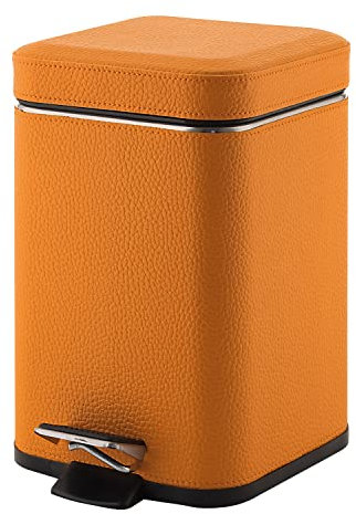 Gedy | Argenta Panier de salle de bain carré en acier inoxydable, finition orange, capacité 3 litres, dimensions 16, 5 x 21,5 x 25 cm et poids 0,76 kg
