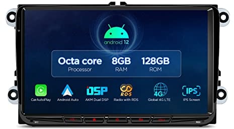 XTRONS Android Autoradio 9 Zoll QLED 1280 * 720 IPS Bildschirm Display Octa Core 6+128 Eingebauter 4G LTE Car Play Android Auto ROHM DSP GPS WiFi USB Optional OBD DVR DAB TPMS für VW Skoda SEAT
