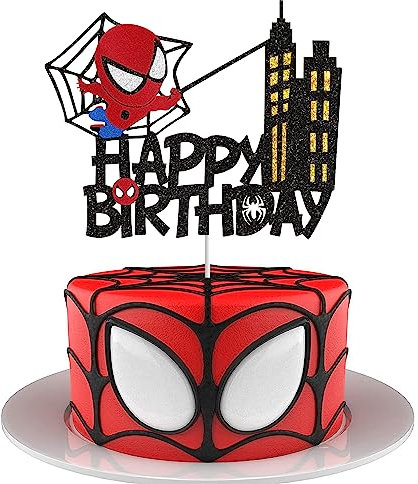 Sovanna Spiderman Tortendeko, Spiderman Kindergeburtstag Deko, Superhelden Cake Toppers Spiderman Kuchen Deko für Junge Mädchen Baby Geburtstag