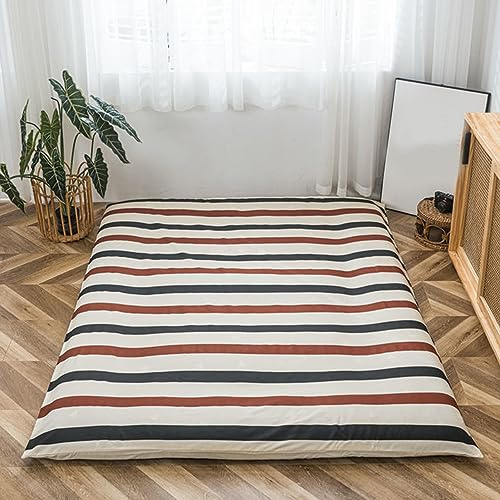Futon-Bodenmatratzenbezug Mit Reißverschluss,Bezug Aus 100% Baumwolle Für Traditionelle Shikibuton-Futon-Matratze,Tatami-Matten-Schutzhülle,Waschbar (Ohne Matratze),Style1,Twin/90x200cm