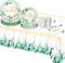 TOPWAYS Sage Green Eucalyptus Decorations, Paper Plates Cups Napkins Tablecloth Tableware Set for Kids Men Women Happy Birthday Party Decorations Supplies (20 Guest Set)