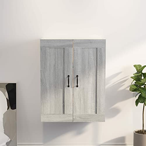 LAPOOH Hängeschrank, Wandschrank Wohnzimmer, Aufsatzschrank, Grau Sonoma 69,5x32,5x90 cm - 817397