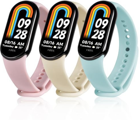 Ainiv Bracelet pour Xiaomi Mi Band 8, 3PCS Bracelets de Remplacement pour Montre en Silicone Souple, Bracelet de Fitness Réglables pour Accessoires Xiaomi