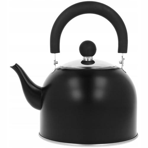 Teiera a induzione, nero opaco, 1,5 l, bollitore da caffè e te, campeggio, fornello a gas, bollitore retrò