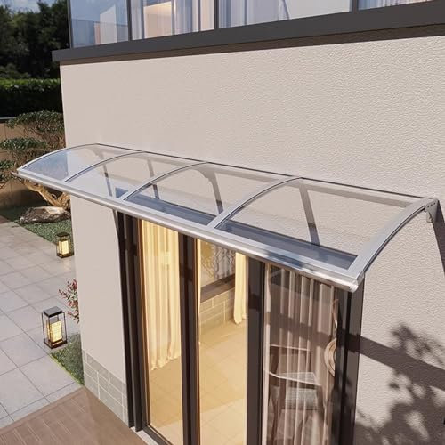 Vordach für Eingangstür,Vordach Haustür,Überdachung Haustür aus Aluminium und Polycarbonat,Schutz Gegen Regen Und Uv-Strahlen,Türvordach Pultbogenvordach mit Zubehör (100x300cm/39 x118)