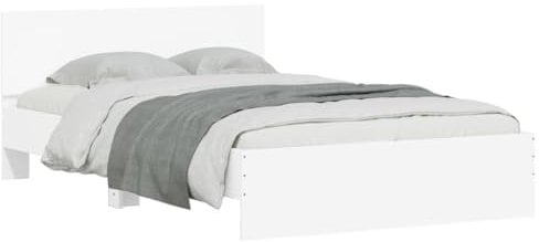 vidaXL Bettgestell, Bettrahmen mit Lattenrost, Bett Gästebett mit Kopfteil, Doppelbett Schlafzimmerbett Schlafzimmermöbel, Weiß 120x190cm