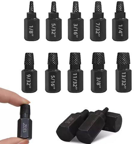 10 PCS Damaged Bolt Extractor Set, Broken Head Bolt Screw Cap Extractor Broken Head Screw Hexagon Socket Bolt Removal Tool, Bolt Extractor Kit, Hex Bolt Extractor