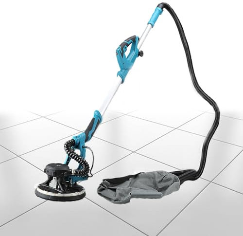 Kindevieft Levigatrice per Cartongesso, Levigatrice per Soffitti da 1800 W, Levigatrice Elettrica con Asta Telescopica E Luce A LED, 1000-2100 Giri/Min, per Pavimento, Parete E Soffitto