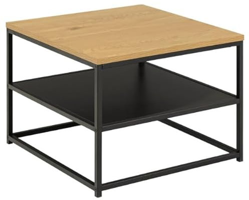 Quadratischer Couchtisch Gila - 55x55x42 cm - Eiche und Stahl