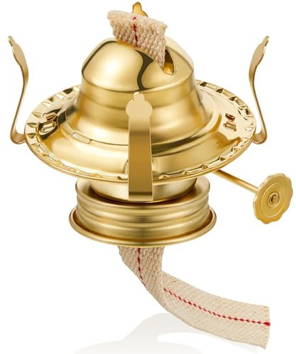Hortsun 1 Piece Oil Lamp Parts Burner Kerosene Brass Plated #2 Oil Lamp Chimney Holder Replacement Burner with 1 3/16 Diameter Threaded Base for Antique Hurricane Lantern