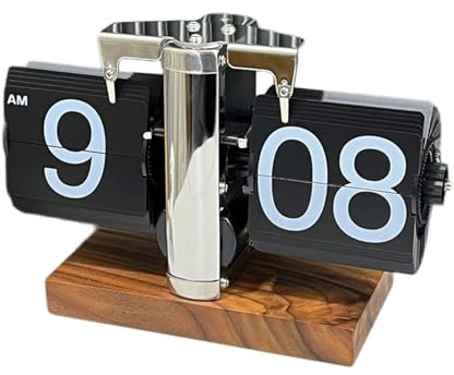 Baoblaze Flip-Tischuhr, automatische Seitenumblätteruhr, Retro-Flip-Down-Uhr, Tischuhr, mechanische Flip-Uhr, Edelstahl 12h