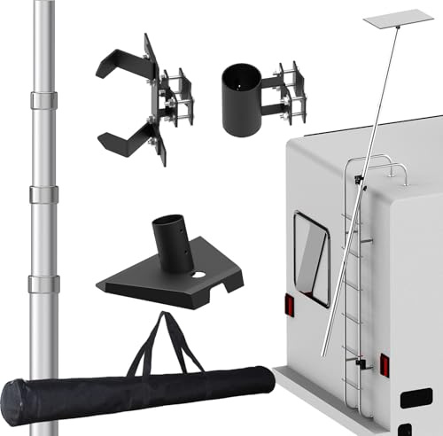 RV Ladder Mounting Kit Compatible with Starlink Gen 3 / V3, 11ft Telescopic Pole with Gen 3 Adapter & Mounting Bracket, Fits 0.5–1.2 Inch RV Ladder Rails