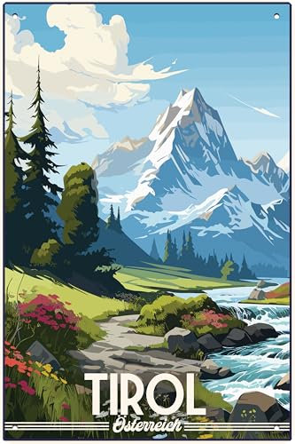 30 x 20 cm Blechschild, Retro, Vintage Reise und Souvenir Schild (Tirol)