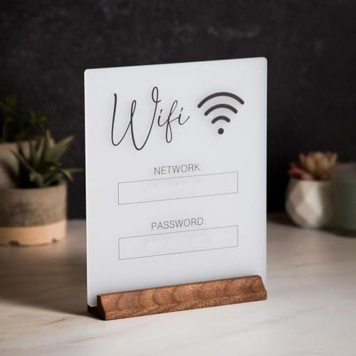 WiFi-Passwortschild, Kreidetafel-Stil, WLAN-Passwortschild, Acryl-Tisch-WLAN-Schild für Zuhause, WLAN-Schild, Tischaufsätze, für Zuhause, Geschäft und Gäste (ohne Basis)