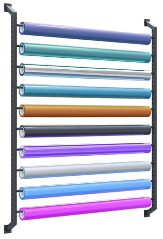 Vinyl Wrap Roll Wall Mounted Storage Rack Adjustable Hanging Rod Multi Use Organizer for Wallpaper Fabric Roll Car Color Change Wrap Holder Window Film Display Rack (H 82.7in Can Hang 10 Rol