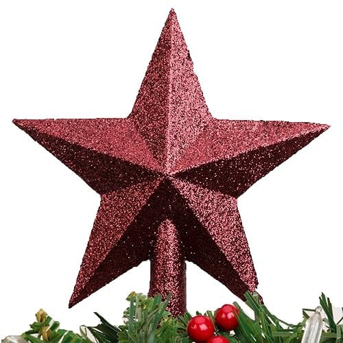 Christmas Concepts® 200mm (8) Glitter Tree Top Star Decoration – Christmas Tree Topper (Rioja Red)