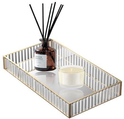 Vintage Spiegeltablett,Spiegeltablett Kosmetiktablett Badezimmertablett Schmuck Ablage Schminktisch Organizer für Badzimmer Schminktisch,Rechteckig Organizer Tray Schmuckaufbewahrung Organizer