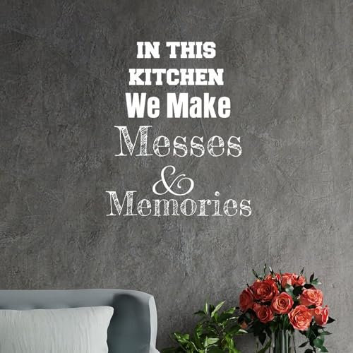 Madcolitote Dekorativer Wandaufkleber mit Aufschrift In This Kitchen We Make ES and Memories, Vinyl, motivierend, Bauernhaus, Wanddekoration, Wandbilder für Mädchen, Jungen, Schlafzimmer,