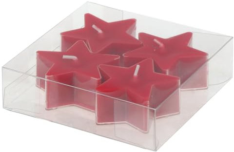 Teelichter Stern Rubin Rot 4er-Pack, 5 Stunden