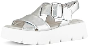 Gabor Damen Pantoletten, Frauen Slipper,Best Fitting,Gartenschuhe,Sommerschuhe,sommerclogs,Hauschuhe,Plateau-Sohle,Silber (Weiss),37 EU / 4 UK