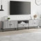 Canditree 200 cm Meuble TV avec Rangement, Banc TV avec 4 Portes 1 Tiroir Support de Télé pour Salon (Sonoma Gris)