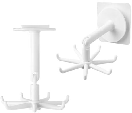 Hakenleiste Küche Ohne Bohren, Küchenutensilienhalter, Drehbarer Haken, 360 Grad Drehbare Klebehaken, 7 Haken, Zum Aufhängen Von Bis Zu 2 Kg Wandaufhängern, Wasser Und Ölbeständige, Robuste Haken