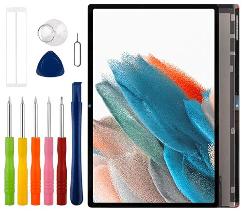 Duotipa Display LCD da 10,5, compatibile con Samsung Galaxy Tab A8 10,5 (2021) X200/X205, display LCD (nero, senza cornice), touch screen, montaggio con kit di strumenti di riparazione