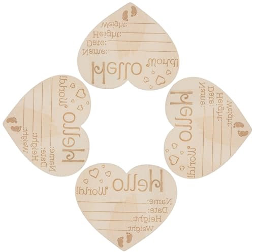 ABOOFAN Baby Shower Handgemachtes Geburtsanzeigeschild Aus Holz in Herzform Namensschild Für Neugeborene Kinderzimmer