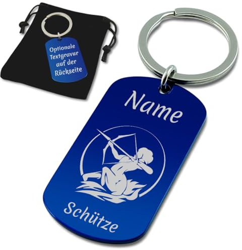 SanJuve Schlüsselanhänger Sternzeichen mit Gravur personalisiert (Schütze)