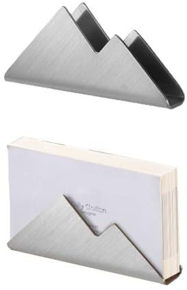 Metall Visitenkartenhalter, Silber Büro Visitenkartenbox Visitenkartenständer, Visitenkarten Organizer aus Edelstahl, Haus, Büro und Schreibtisch Zubehör, 2er Pack