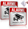 2PCS Panneau Camera Surveillance en Aluminium Adhesif 15×15 cm,Propriété Privée sous Surveillance Vidéo,24H Vidéo Surveillance Panneau Résistant aux UV Imperméable avec Trous Percés et Adhésif