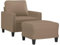 HEFZGDB Sessel mit Hocker Cappuccino-Braun 60 cm Kunstleder Gartenlounge Jugendsofa Kleine Sofa Big Sofa für Schlafzimmer Empfangsraum Wohnbereich Büro