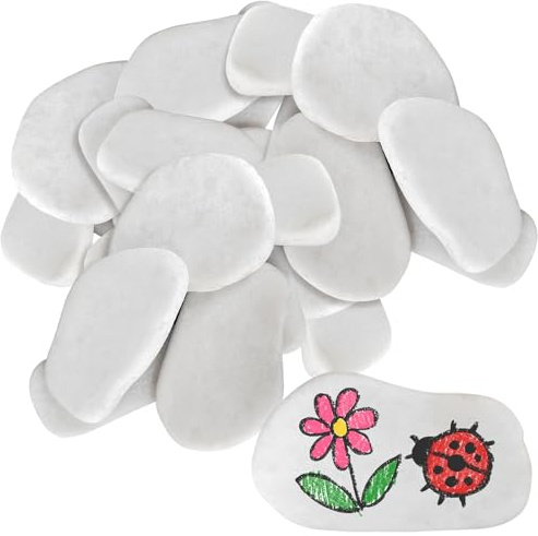 MUNGHOK 30 Stück weiß Flache Steine zum Bemalen Klein, 3-8 cm Kieselsteine Dekosteine Natur Steine, Flache Flusssteine für Mandala Bemalen, Zen Garten, Blumentöpfe und Aquarien Deko