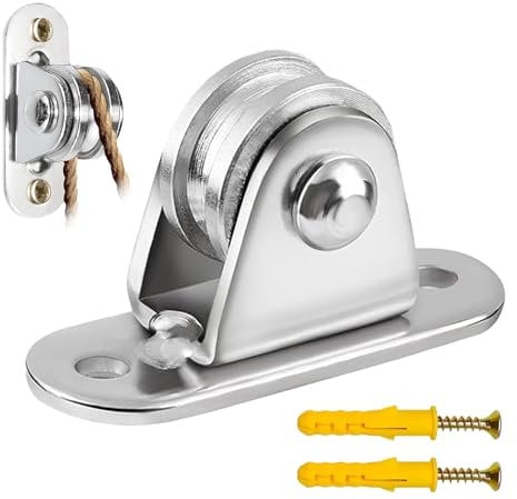 Daryunk U-Type Ball Bearing Pulley Block - Stainless Steel Wall Mounted Adjustable Angle System for Handling and Moving Sliding Wire Rope, Loading 176 Pounds