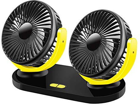 Ventilador USB de doble cabezal con rotación de 360 grados, 3 modos de velocidad, portátil para oficina, dormitorio y coche