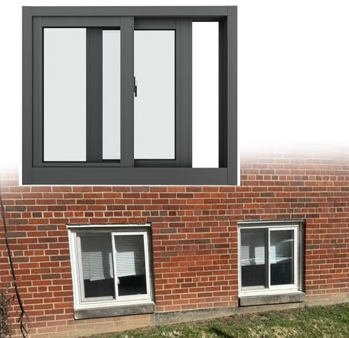 Finestra in lega di alluminio, finestra scorrevole orizzontale con schermo in vetro e serratura, piccola finestra domestica con chiusura, for bagno, garage e soppalco(100 * 100cm/39 * 39in)