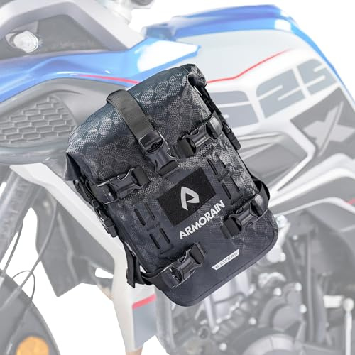 ARMORAIN Motorrad Sturzbügel Tasche Wasserdichtes Fassungsvermögen 6L/8L Stoßstangenpaket Schutzblech Tasche Universal Motor Kit Taschen (6L Schwarze Imitation Kohlefaser)