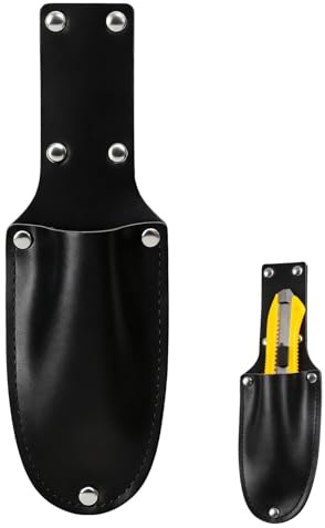 leruiyezs Messertasche Für Gürtel Hochwertiges Echtleder Werkzeugholster Robust Praktisch Strapazierfähig Schwarz Für Handwerker Cuttermesser Tasche Cuttermesser Taschen Für Gürtel Leder