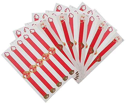 50x/Set Adhesive Long Packaging Label Stickers for Box Egg Yolk Crisp Red Fu Containers Stickers