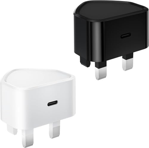 2-Pack USB C Plug UK, 25W Fast Charger Plug Type C Charging Plug for iPhone 17 16 15 14 13 12 11 Pro Max Plus, iPad, Samsung S25 S24, USBC Plug Fast Charge Head USB C Power Adapter PD 3.0 Wall Plug