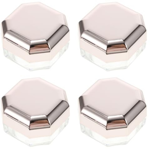 Homoyoyo 4pcs Octagonal Loose Powder Box Travel Makeup Powder Container Rose Gold Portable Cosmetic Storage Case for Women