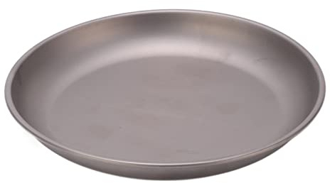 Tomotato Assiettes Titanium Pur, Vaisselle Extérieur Camping Randonnée Pique nique, Plateau Couverts Légers Résistants, 4 Pièces (Grande)