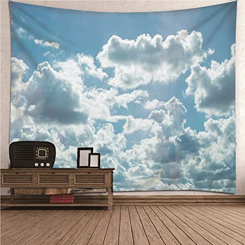 Chenlane Wandbehang/Wandteppich Tapisserie Klein Blauer Himmel Und Wolken Wandbehang Fotodruck Wandschmuck Küche Wandbehang Dekoration Blau Weiss 200x200cm