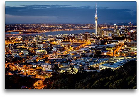 Premium Textil-Leinwand 75 x 50 cm Quer-Format Auckland Skyline - Neuseeland | Wandbild, HD-Bild auf Keilrahmen, Fertigbild auf hochwertigem Vlies, Leinwanddruck von Thomas Klinder